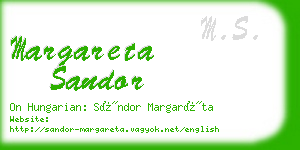 margareta sandor business card